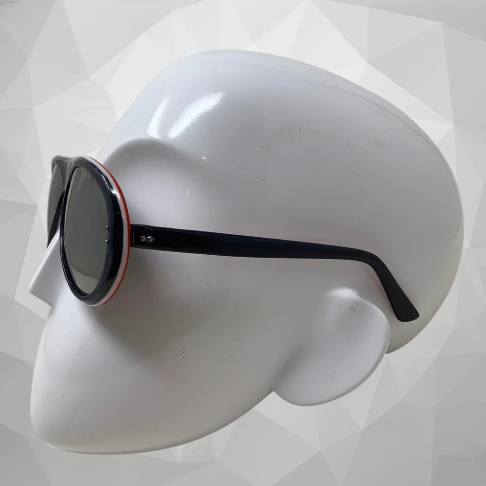 Vintage 1970's Style Eyes Ski Sport Sunglasses Red White Blue Layered Mirrored